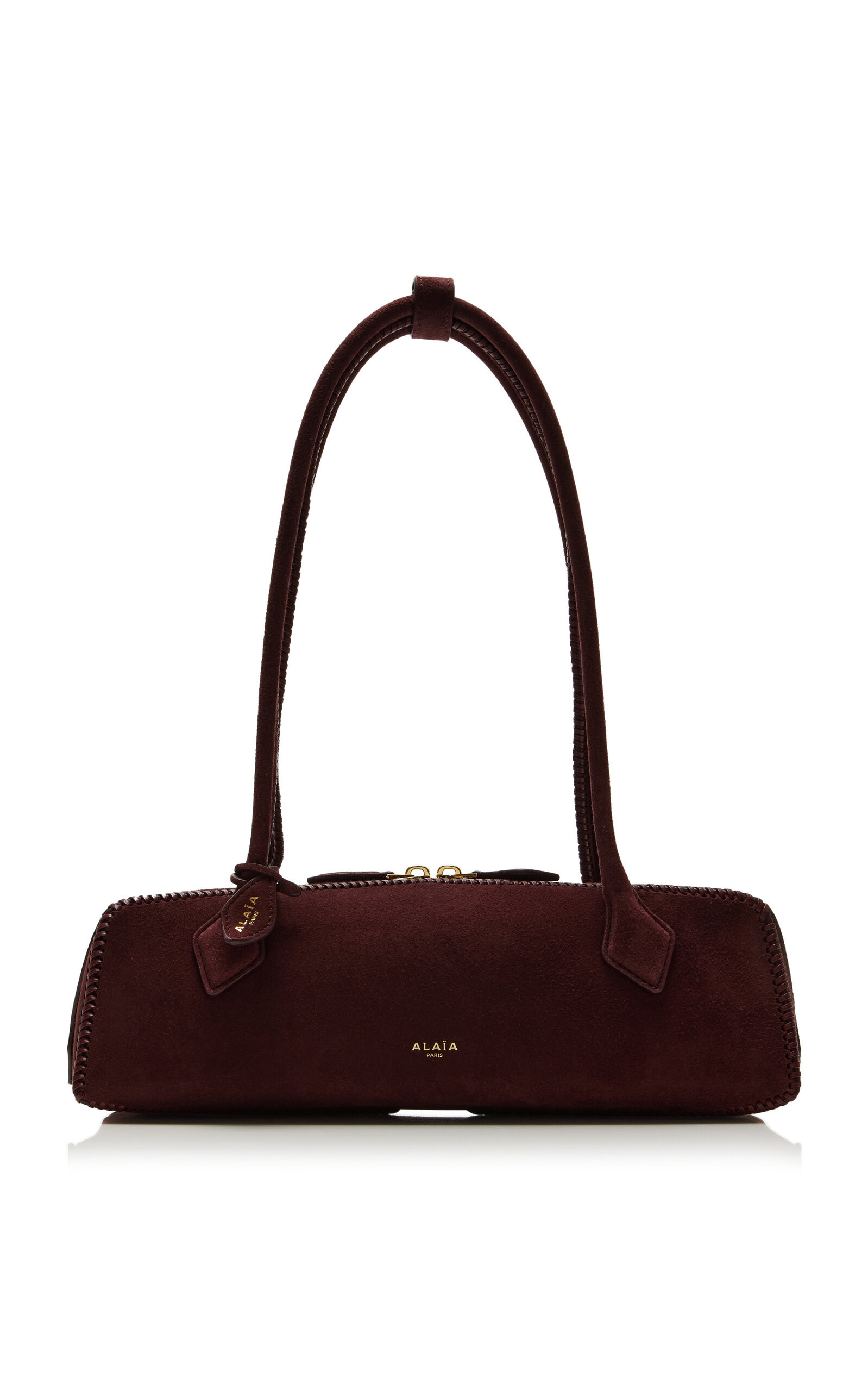 ALAÏA - Le Teckel Medium Suede Bag - Burgundy - OS - Moda Operandi | Moda Operandi (Global)