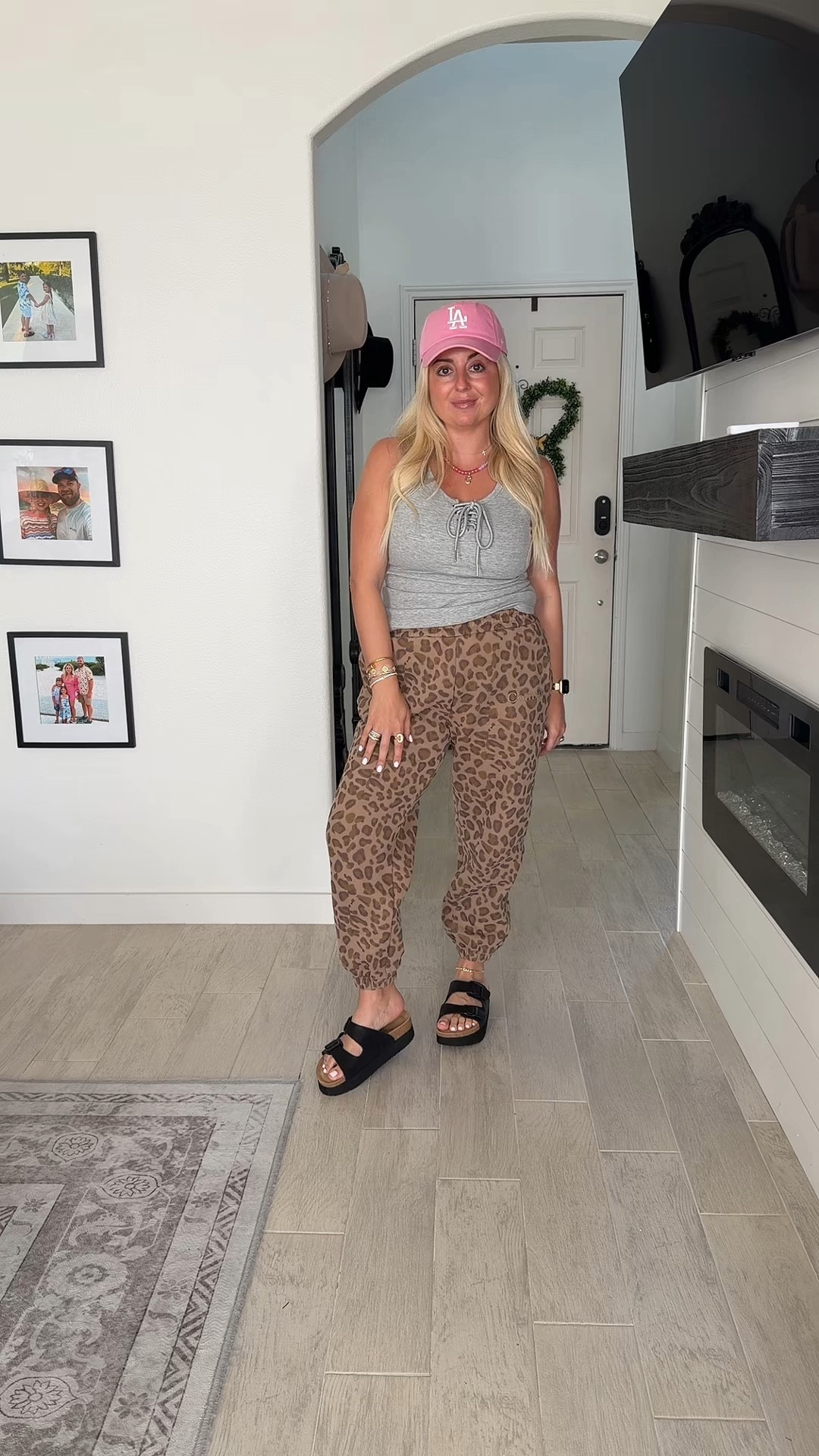 Comfy cute ootd 
Small tank
Leopard sweatpants kids xl
Platform sandals tts

#LTKSaleAlert #LTKootd