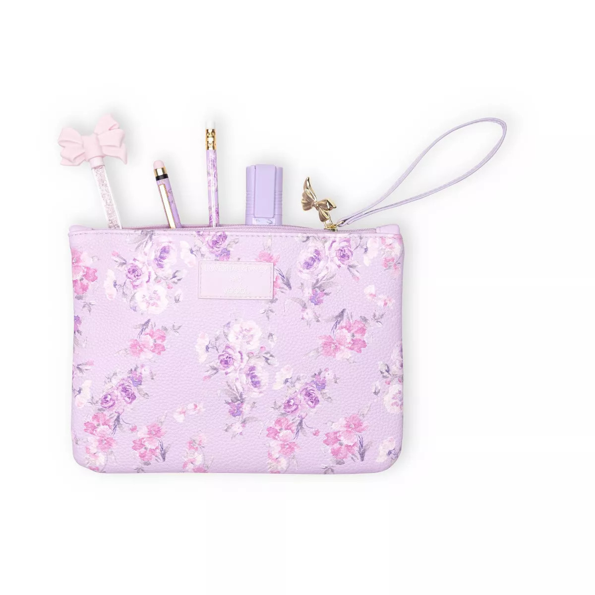 LoveShackFancy x Target - Yoobi Happy Thoughts Flat Zip Pencil Case with Strap Hibiscus | Target
