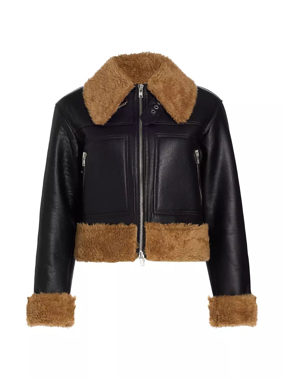 Aspen Vegan Leather Sherpa-Trim Jacket | Saks Fifth Avenue