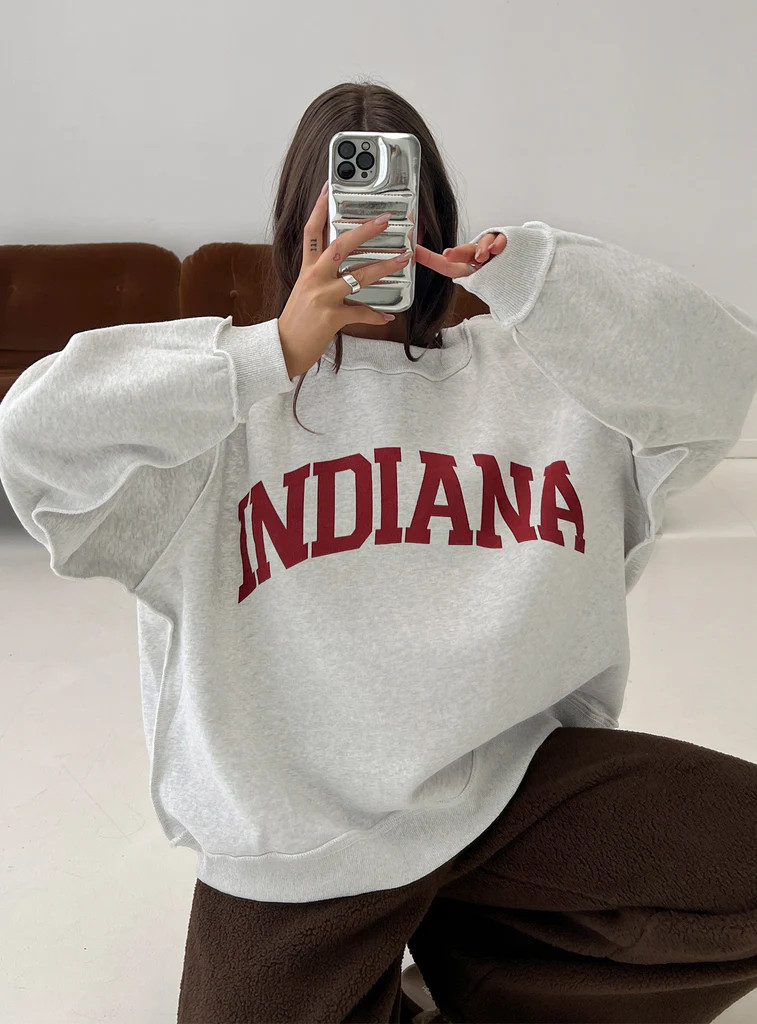 When In Indiana Mock Neck Jumper Grey | Princess Polly US