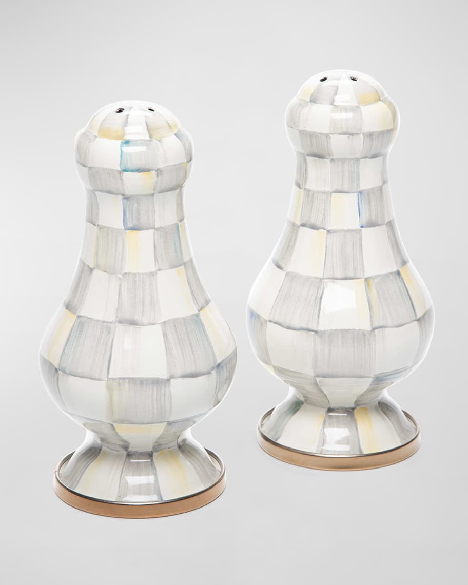 Sterling Check Enamel Large Salt and Pepper Shakers | Neiman Marcus