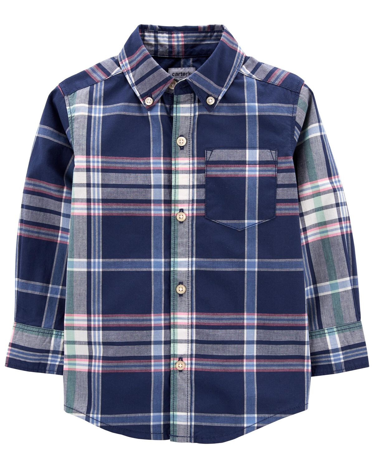 Blue Toddler Plaid Button Down | carters.com | Carter's
