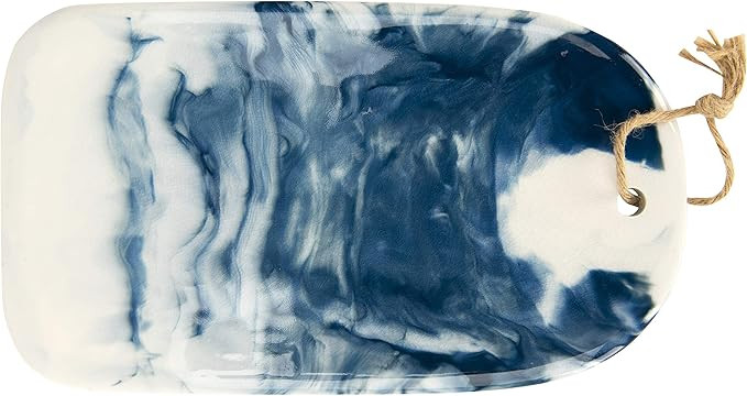 Blue & White Ceramic Cheese/Cutting Board with Marble Glaze Finish | Amazon (US)