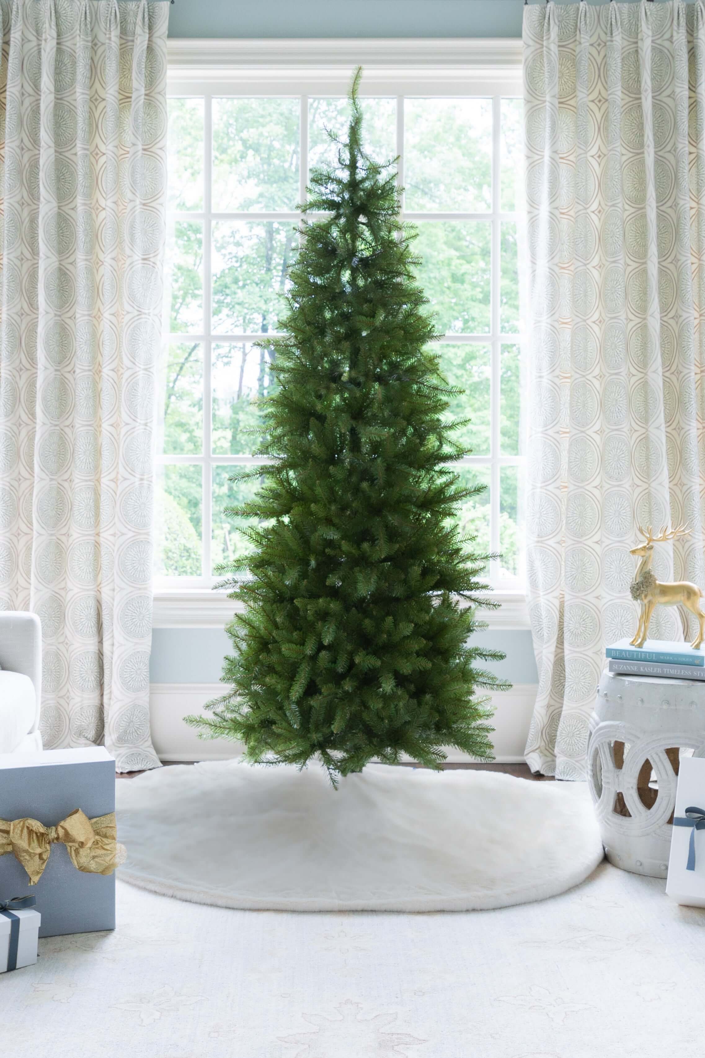 6.5' Yorkshire Fir Slim Artificial Christmas Tree with 400 Warm White | King of Christmas