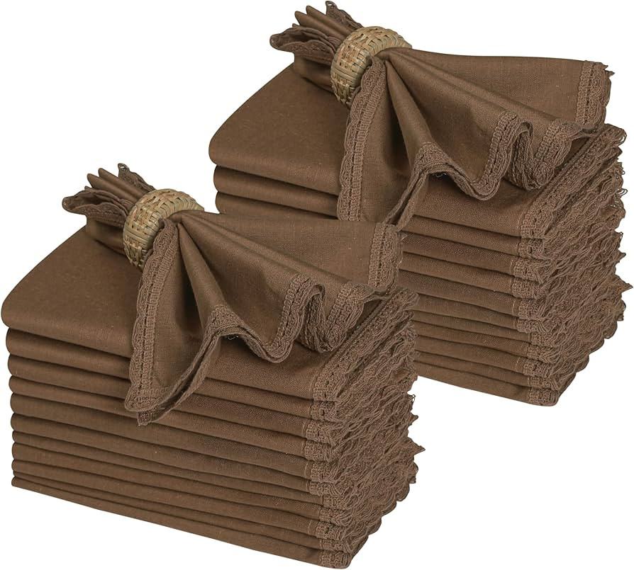 Ramanta Home Linen Flax Cloth Napkins Set of 24 | 18x18 Inch | Premium Cotton Linen Flax Lace Sof... | Amazon (US)