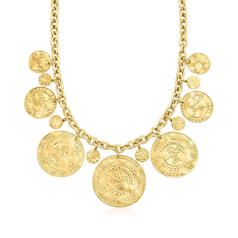 Italian 18kt Gold Over Sterling Ancient Arabic-Inspired Replica Coin Necklace. 20" | Ross-Simons
