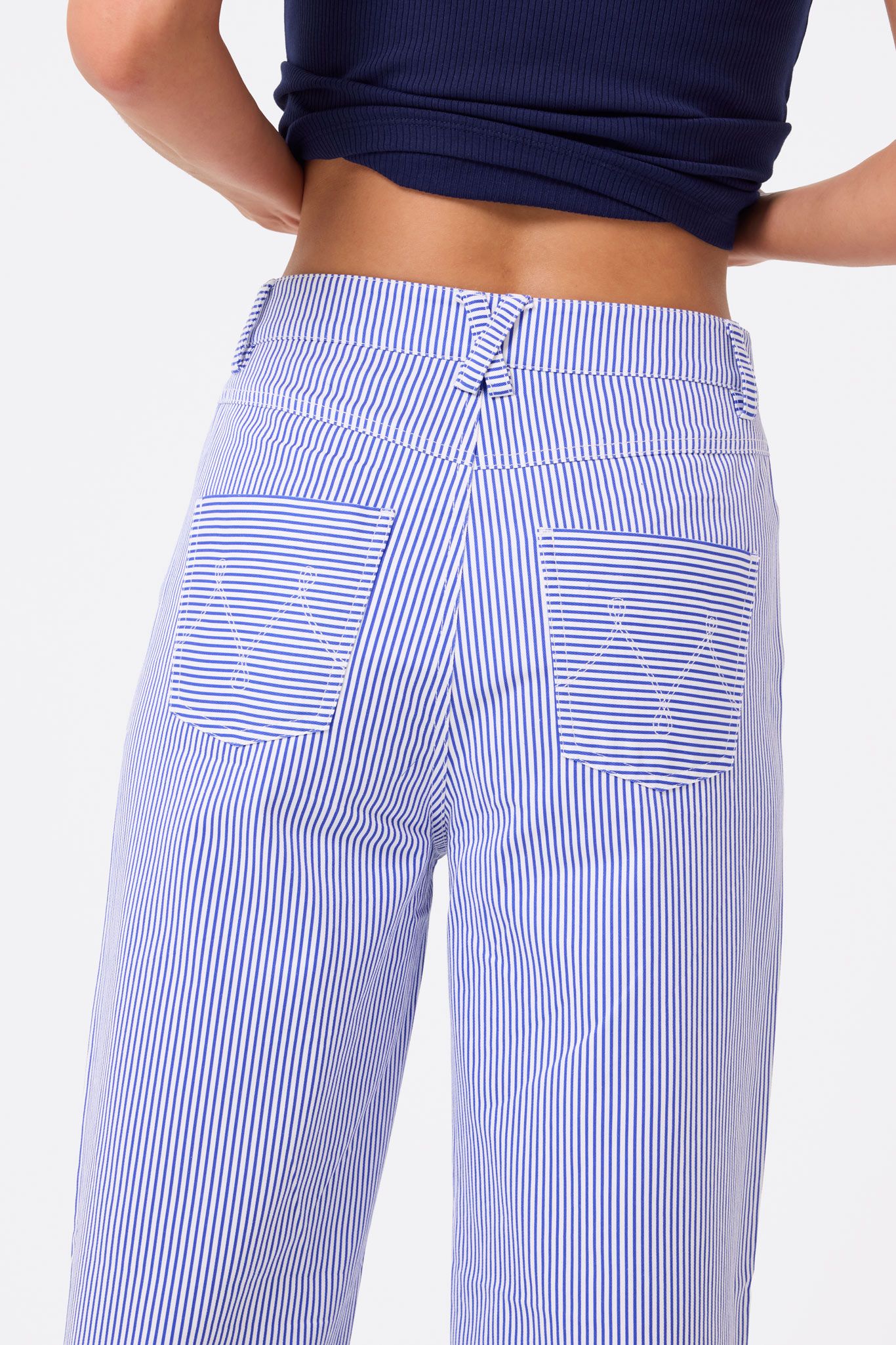 Twill Pant in Electric Blue Stripe | Terez