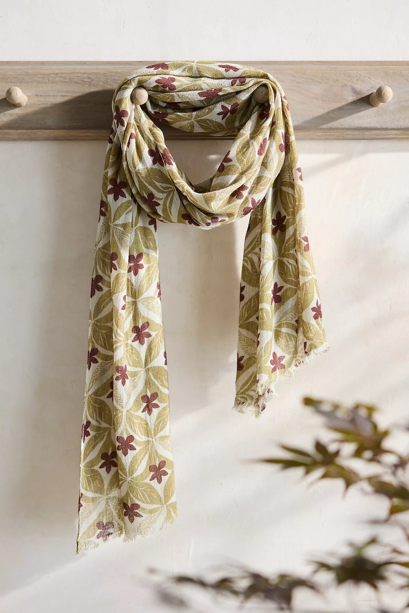 Leaf Batik Wool Scarf | Anthropologie (US)