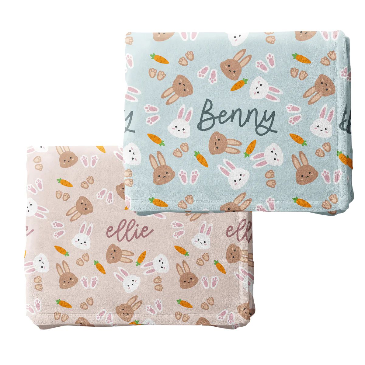 Personalized Easter Bunny  Carrots Blanket - Custom Name Gift Basket Stuffer | The Little Lemons Company