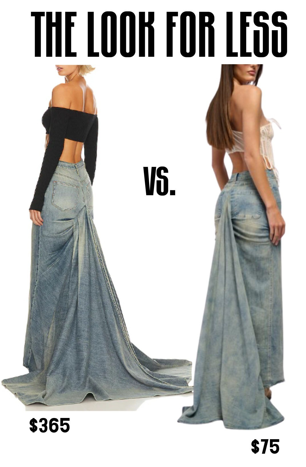 In one corner we have the Enya Maxi Skirt and in the other corner we have the Oh The Drama Denim Maxi Skirt With Train. ARE YOU GOING TO SAVE OR SPEND?Akira, Revolve, Denim Maxi, Denim Skirt, Fishtail Denim Skirt, Designer Dupe, The Look For Less

#LTKstyletip #LTKfindsunder100 #LTKsalealert