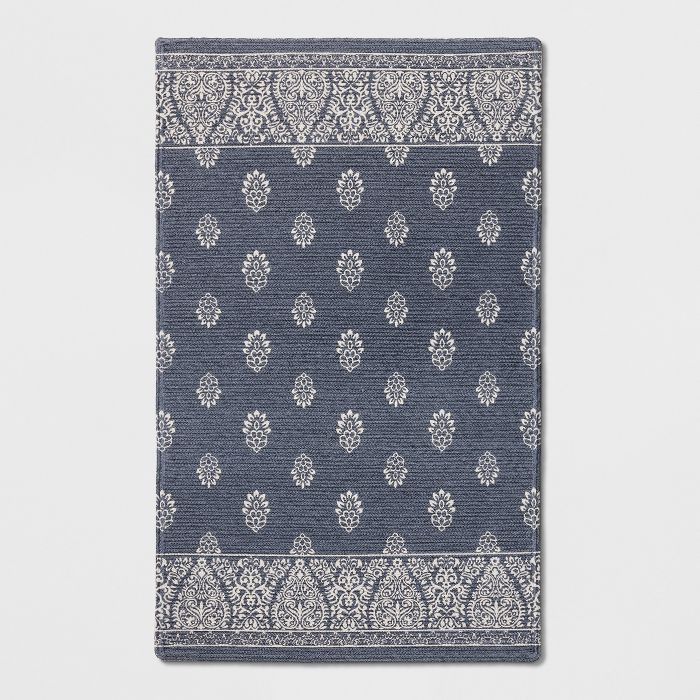 2'6"X4'30"X48" Block Print Braided Accent Rug Gray - Threshold™ | Target