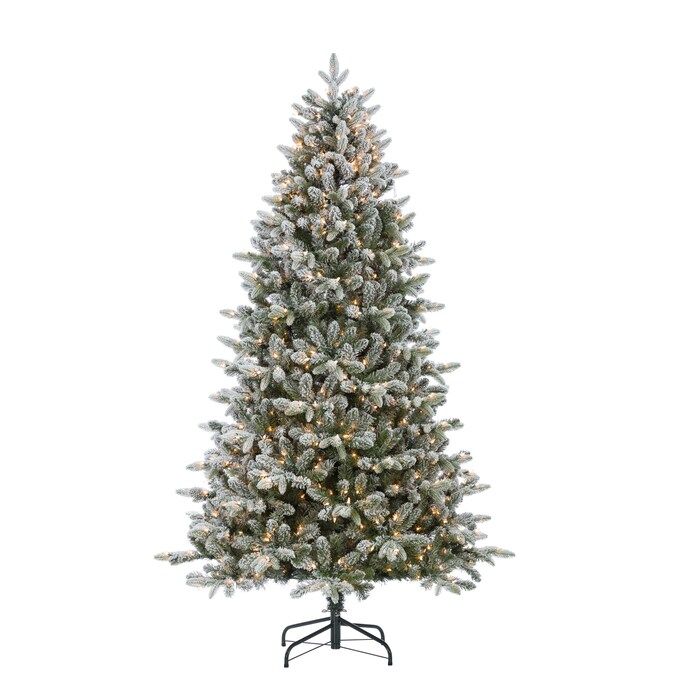 Sterling Tree Company 7.5-ft Balsam Fir Pre-lit Flocked Artificial Christmas Tree with 800 Consta... | Lowe's
