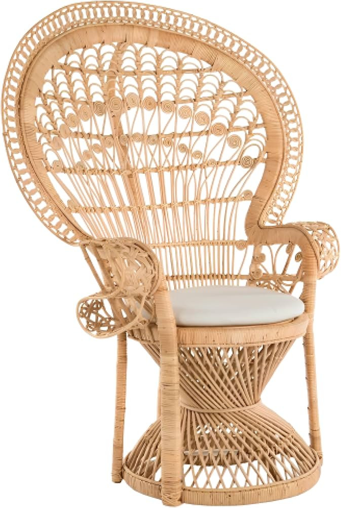 KOUBOO Pecock Grand Peacock Chair in Rattan with Seat Cushion, Natural Color, Large | Amazon (US)