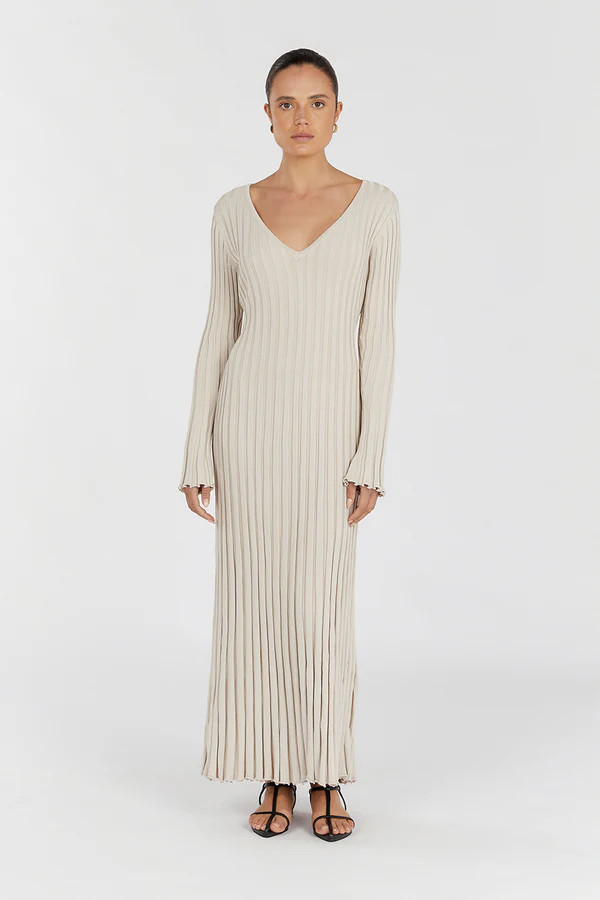 REIGN STONE SLEEVED KNIT MIDI DRESS | DISSH