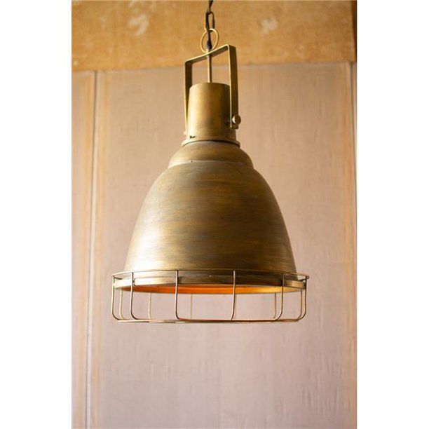 Kalalou CLL2448 17.5 x 28 in. Antique Gold Pendant Light with Cage | Walmart (US)