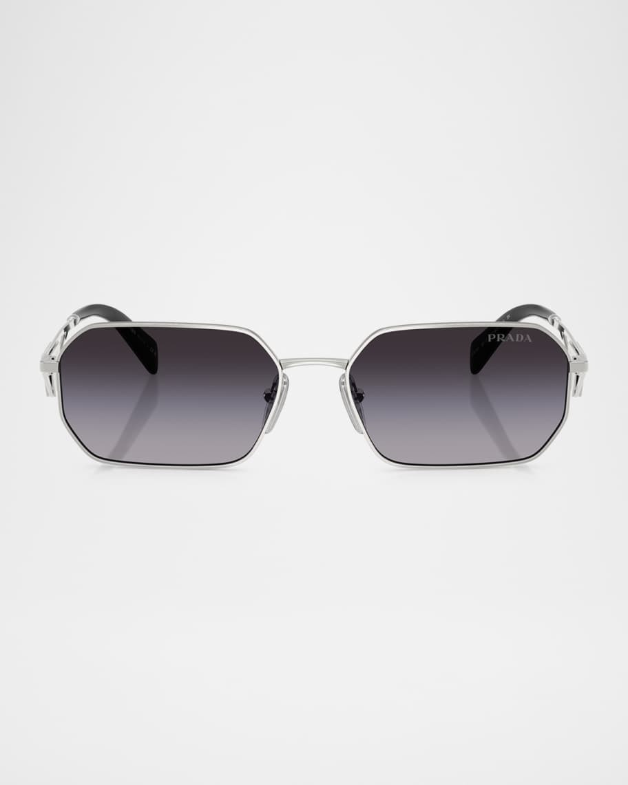 Prada Men's PR A51S Steel Rectangle Sunglasses | Neiman Marcus