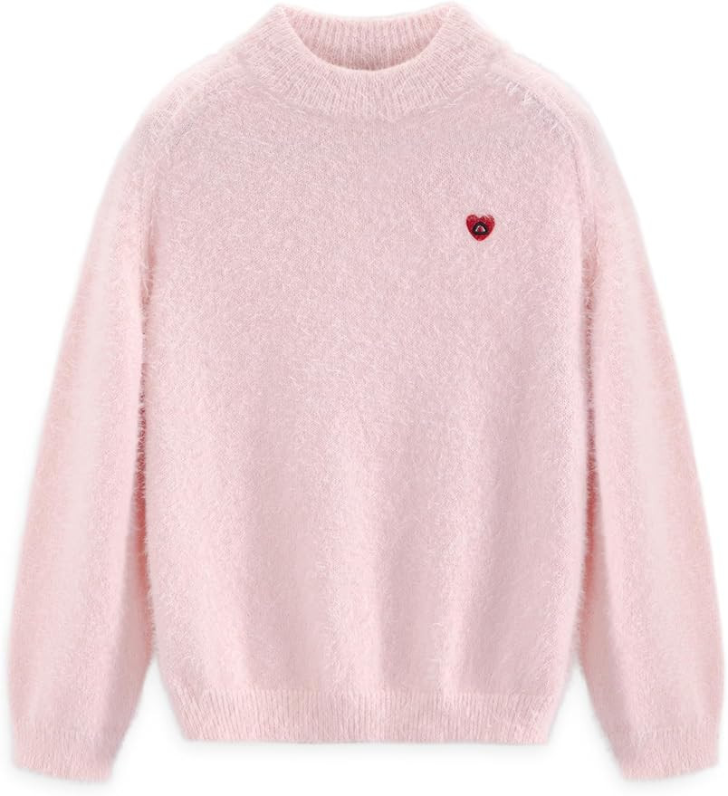 Aelfric Eden Fuzzy Soft Sweaters Mohair Oversized Solid Sweaters Mock Neck Knit Casual Pullover 2... | Amazon (US)