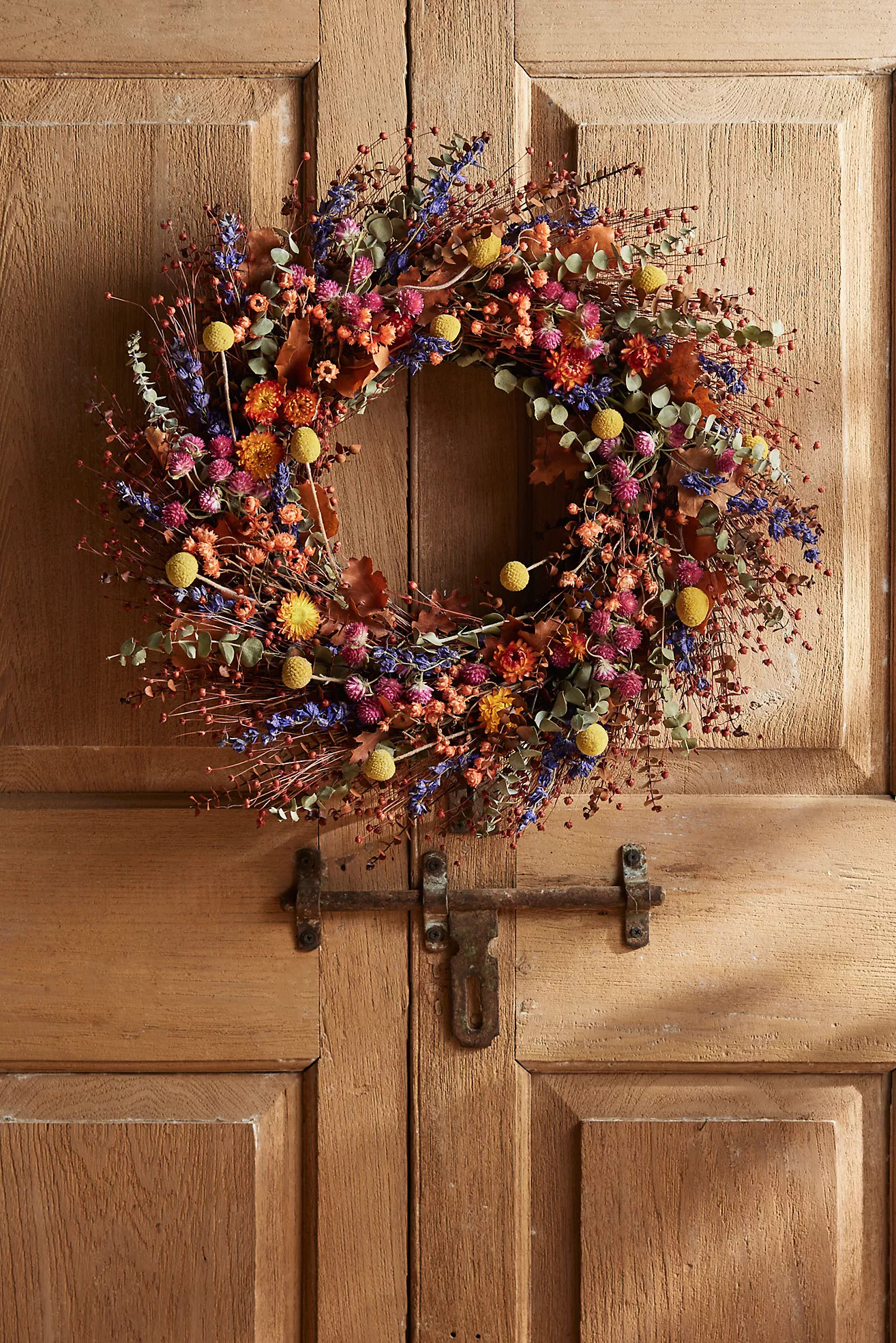 Preserved Flax, Daisy, Strawflower + Amaranthus Wreath | Anthropologie (US)