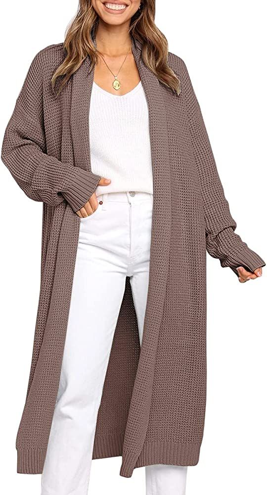 LILLUSORY Womens Long Cardigans Sweaters 2022 Fall Oversized Slouchy Knit Chunky Open Front Sweater  | Amazon (US)