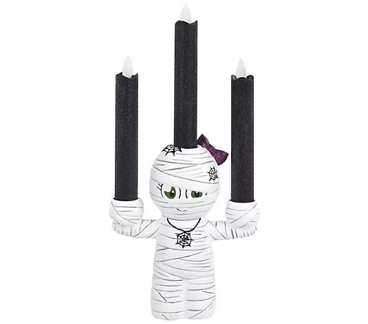 Temp-tations Seasonal Candelabra with 3 Flamele ss Candles - QVC.com | QVC