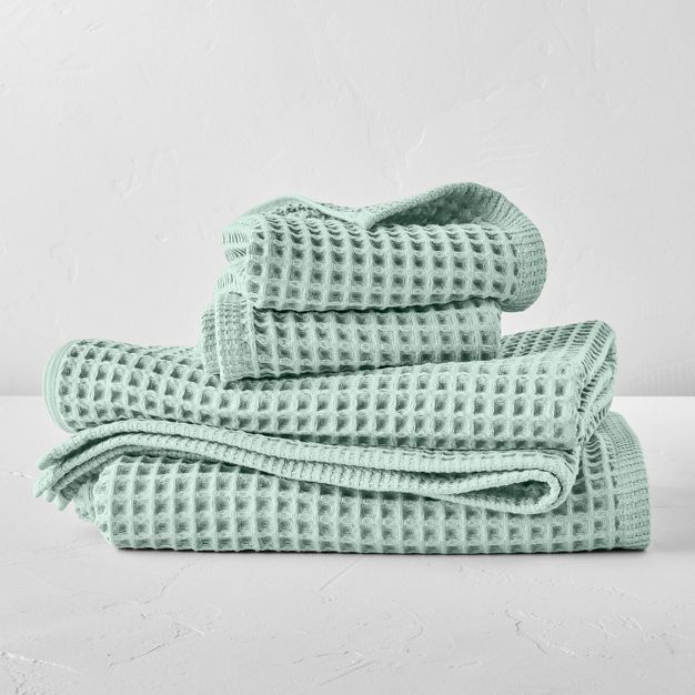 4pc Decorative Waffle Bath Towel Set Teal - Casaluna™ | Target