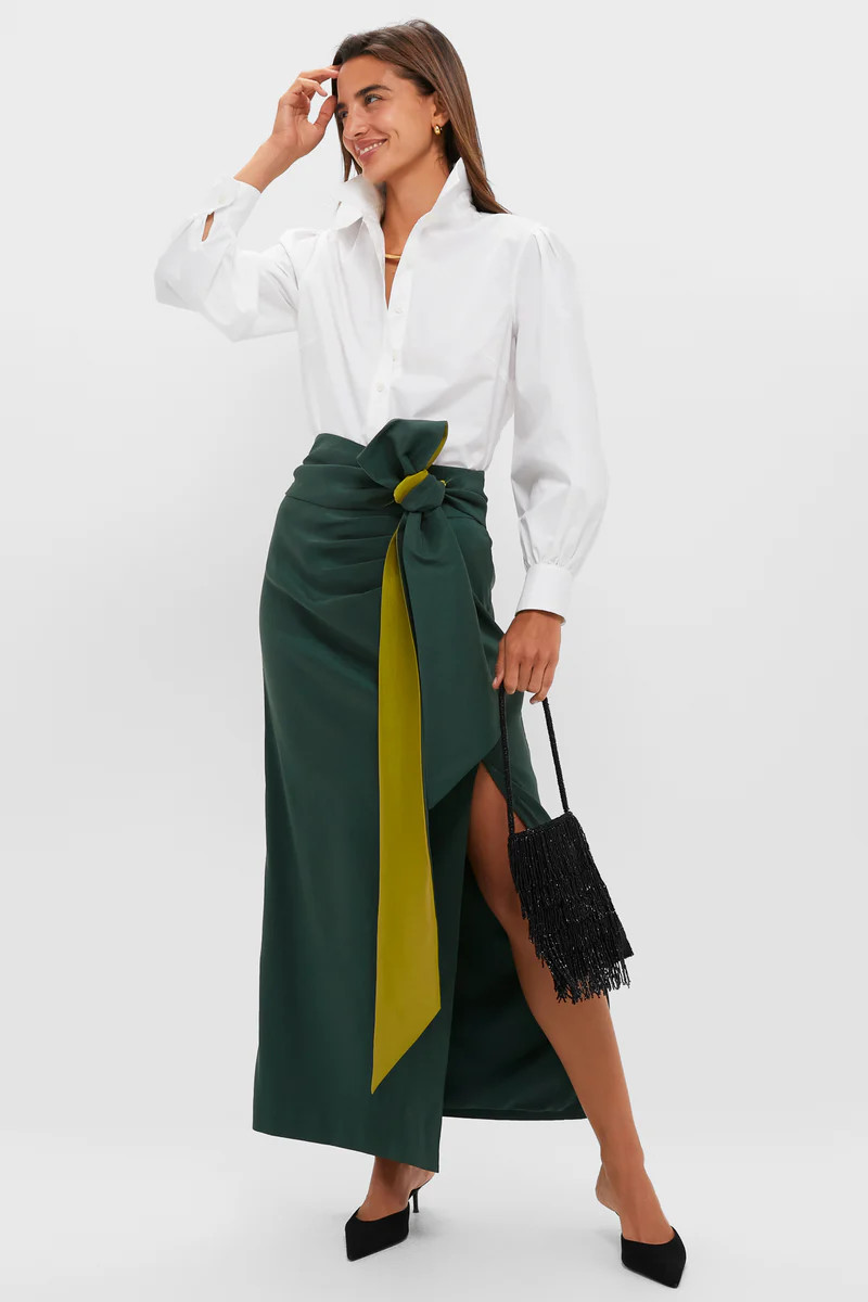 Forest Green Taffeta Angelise Tie Skirt | Tuckernuck (US)
