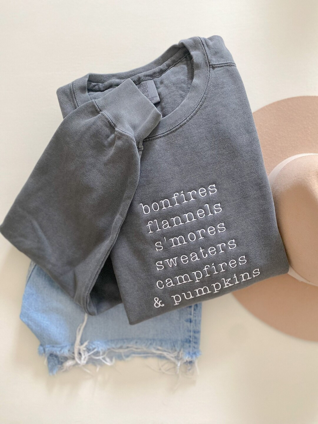 Sweaters, Campfires, & Pumpkins Sweatshirt -- Embroidered Design, Fall Favorite! | Etsy (US)