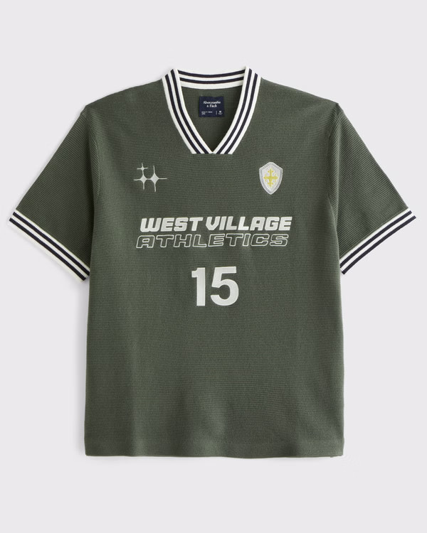 Men's West Village Soccer Jersey-Inspired Sweater | Men's Clearance | Abercrombie.com | Abercrombie & Fitch (UK)