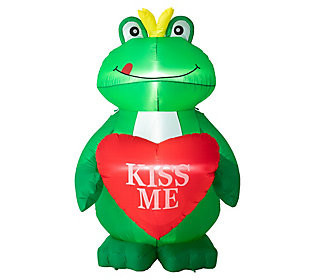 Glitzhome 6' Kiss Me LED Lighted Valentine's In flatable Frog | QVC