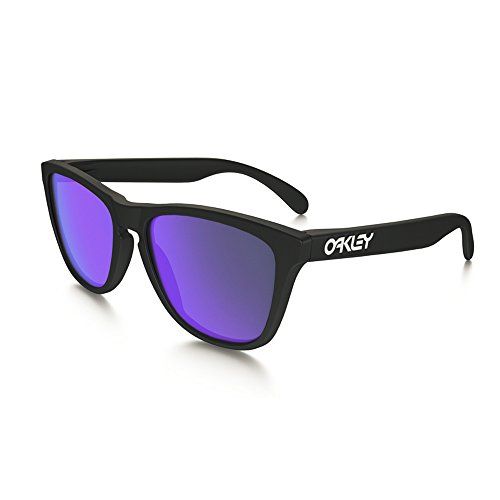 Oakley Mens Frogskins 24-298 Iridium Cat Eye Sunglasses,Matte Black Frame/Violet Lens,55 mm | Amazon (US)