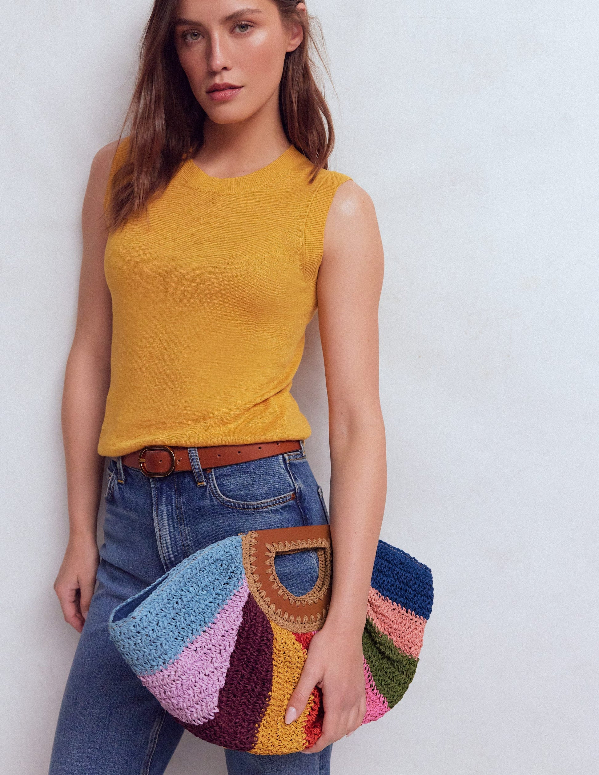 Raffia Moon Clutch-Natural Raffia | Boden (US)