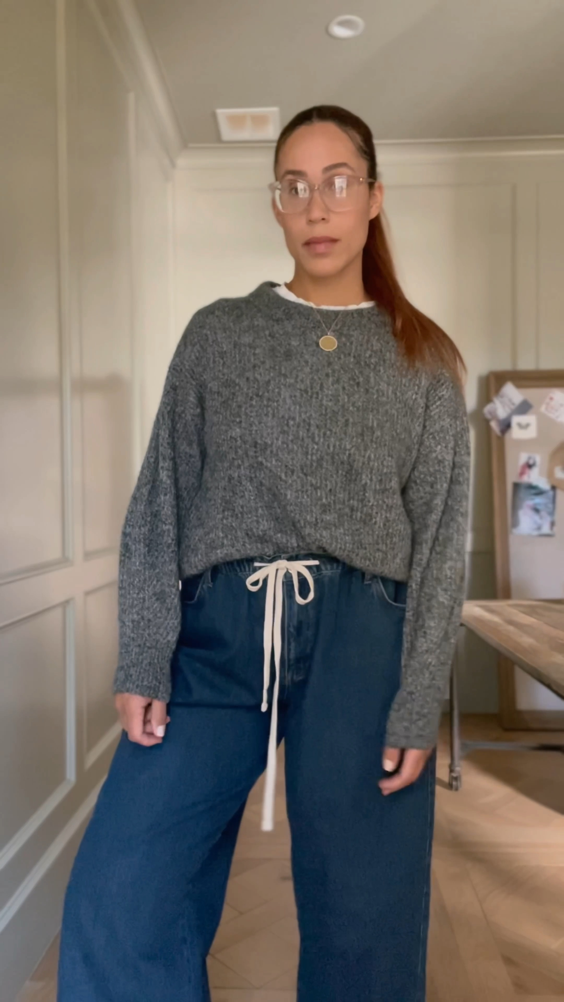 My momiform on a homeschool day or any day, really. Formula: cozy pants, oversized knit, fun sock. It’s foolproof. Also, cozy bras only. 

Homeschool
Mom style
Mom fashion
Easy fashion
Casual style
Casual outfit
Winter style 
Momiformm

#LTKSeasonal #LTKStyleTip