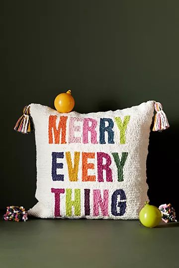 Seasons Greetings Hooked Pillow | Anthropologie (US)