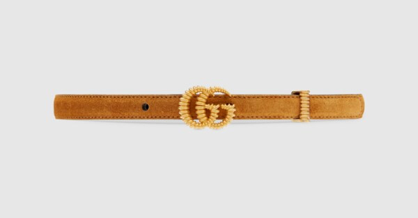 Suede belt with torchon Double G buckle | Gucci (US)