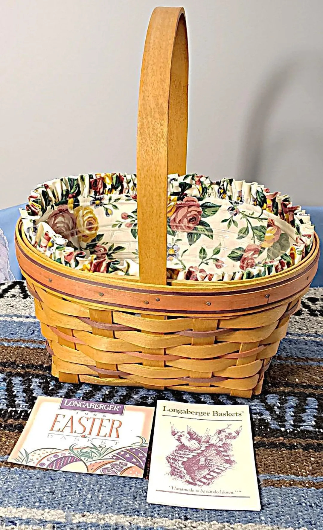 Longaberger Easter Basket 1995 W/ Protector Floral Liner & Inserts #18708 - Etsy | Etsy (US)