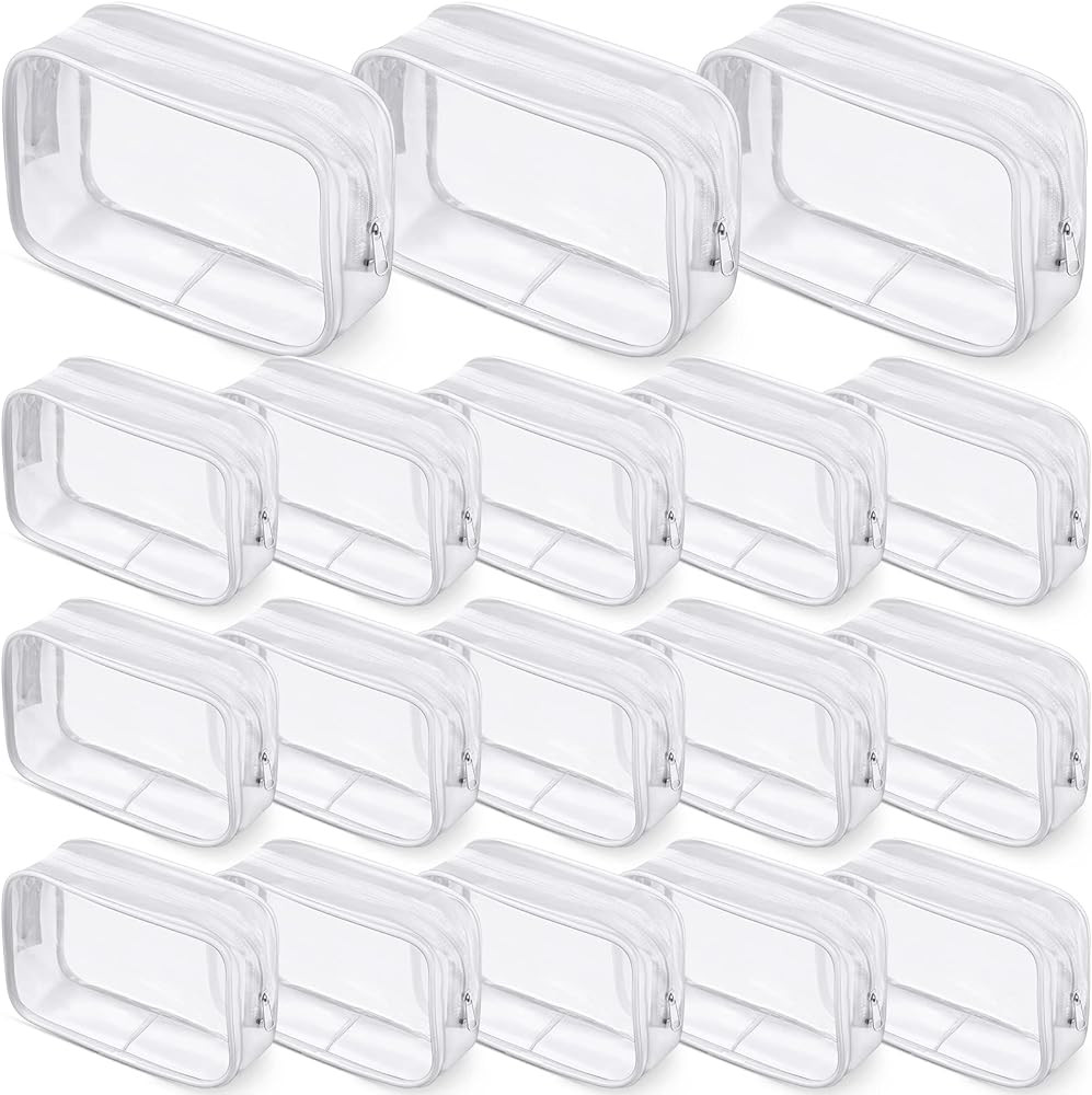 18 Pack Clear Makeup Bags Clear Cosmetic Bag PVC Plastic Zippered Pouches Portable Toiletry Bags ... | Amazon (US)