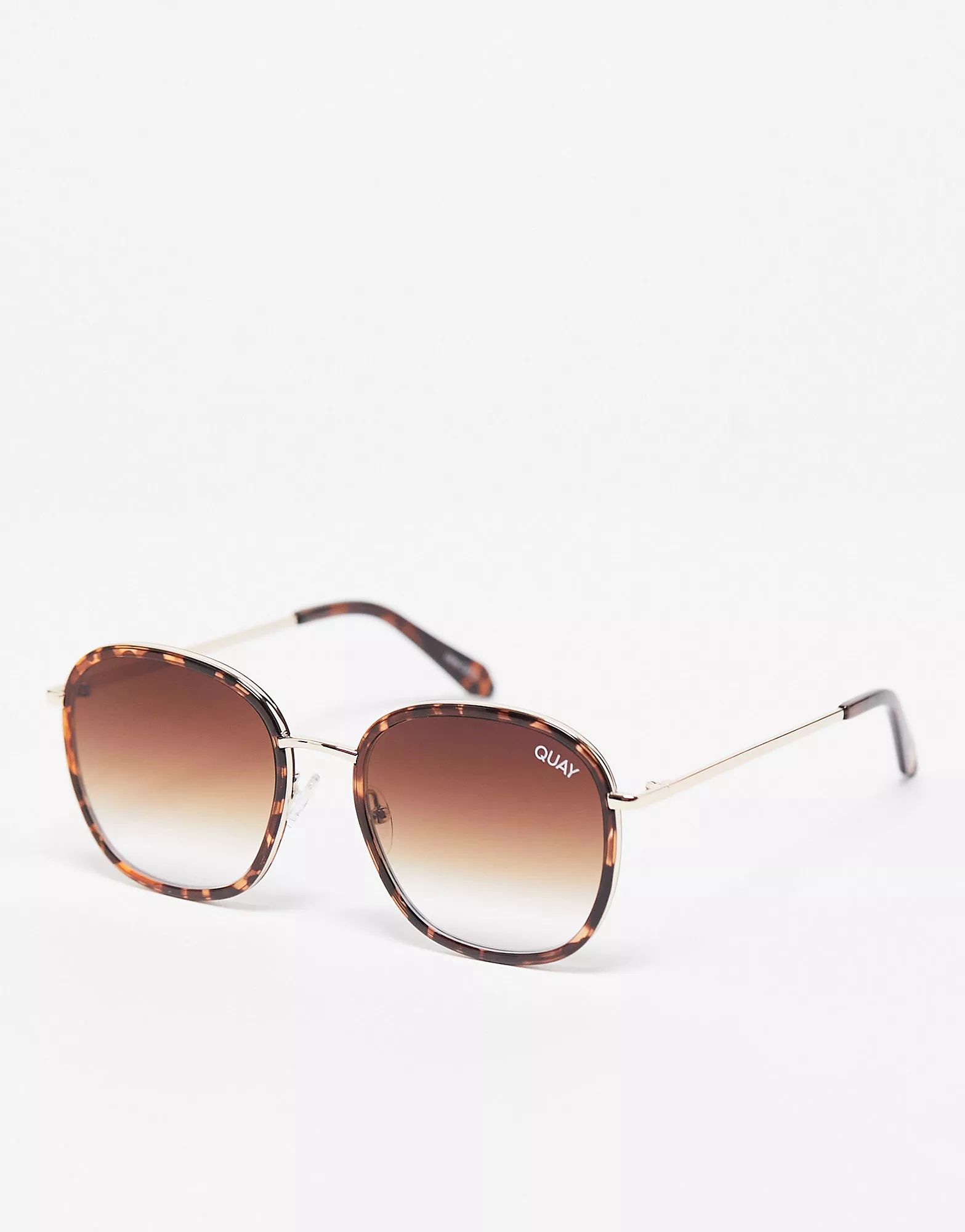 Quay Jezabell Inlay sunglasses in tort brown fade | ASOS (Global)