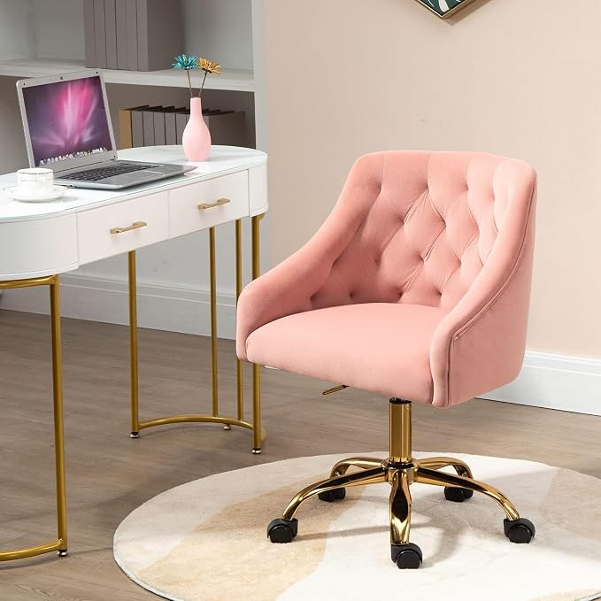 MOJAY Velvet Office Swivel Chair, Vanity Chair, Fabric Desk Chair, Pretty Fancy Chair, Gold Offic... | Amazon (US)