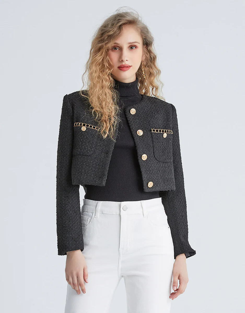 Patch Pocket Tweed Jacket | Urban Revivo