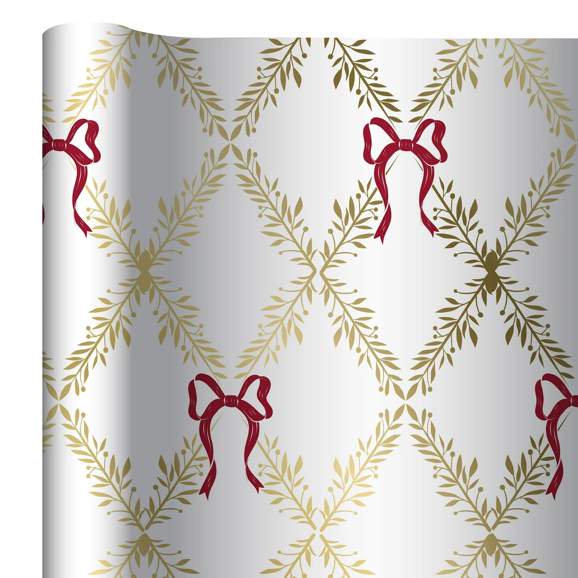 Gold and White Harlequin Leaves Premium Heavyweight Christmas Wrapping Paper, 25 sq ft, by My Tex... | Walmart (US)
