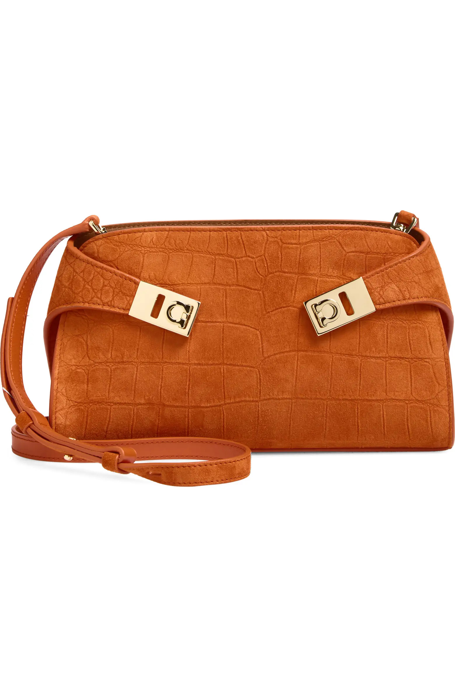 Hug Croc Embossed Suede East/West Shoulder Bag | Nordstrom