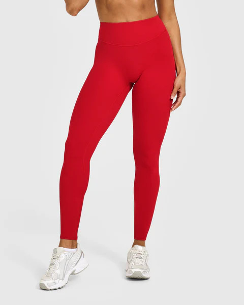 SoftMotion™ High Waisted Leggings with White Logo 
 Light Toasted Red | Oner Active (UK / US)