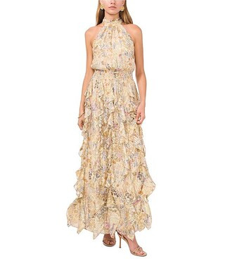 Flounce Cascading Cathay Spice Print Maxi Dress | Dillard's