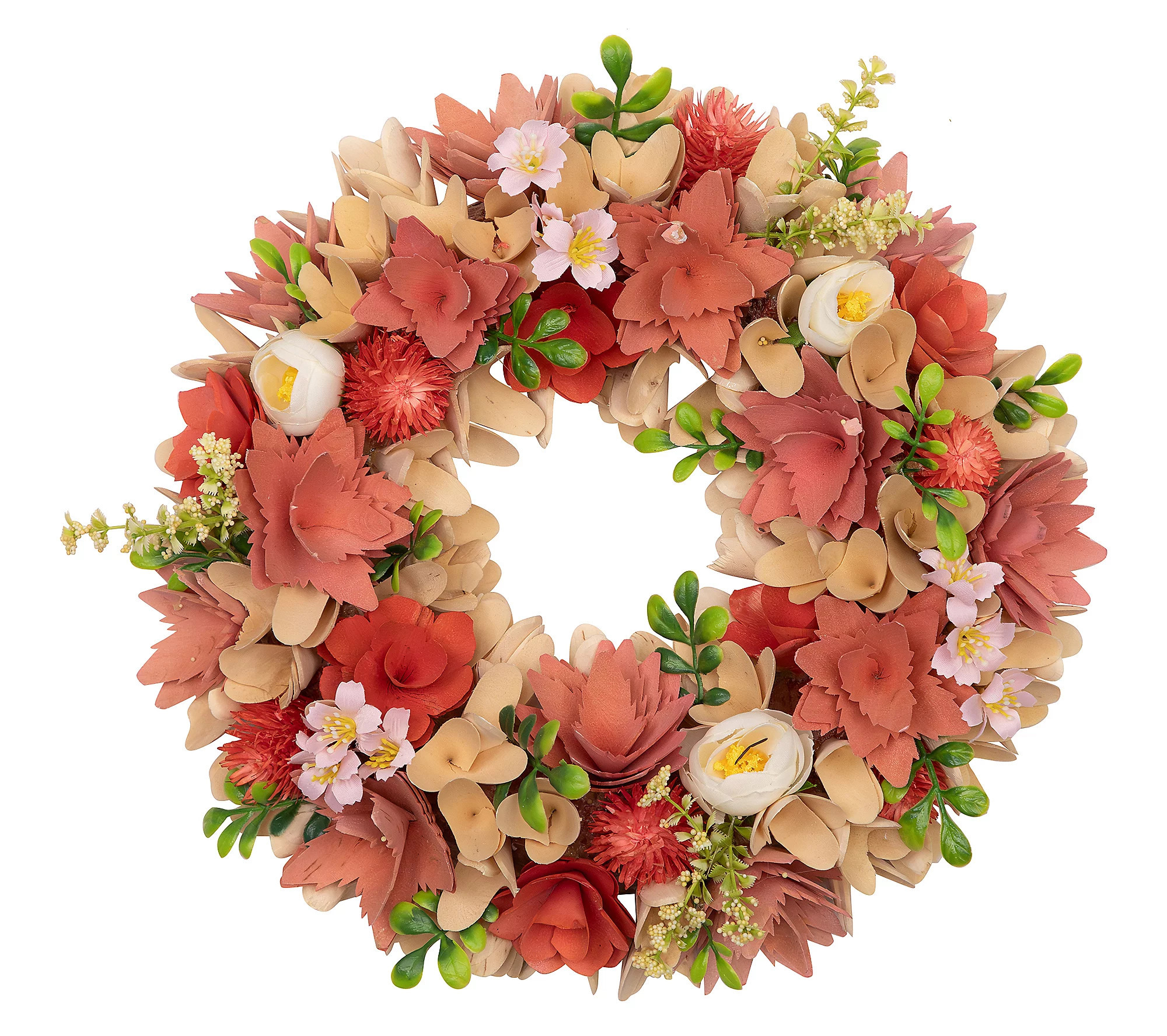 Northlight Mini Thistle Flowers Wooden Spring Wreath - 14 | QVC