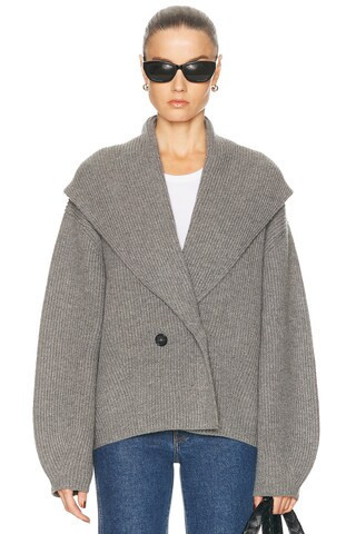 Toteme Shawl Lapel Cardigan in Grey | FWRD 