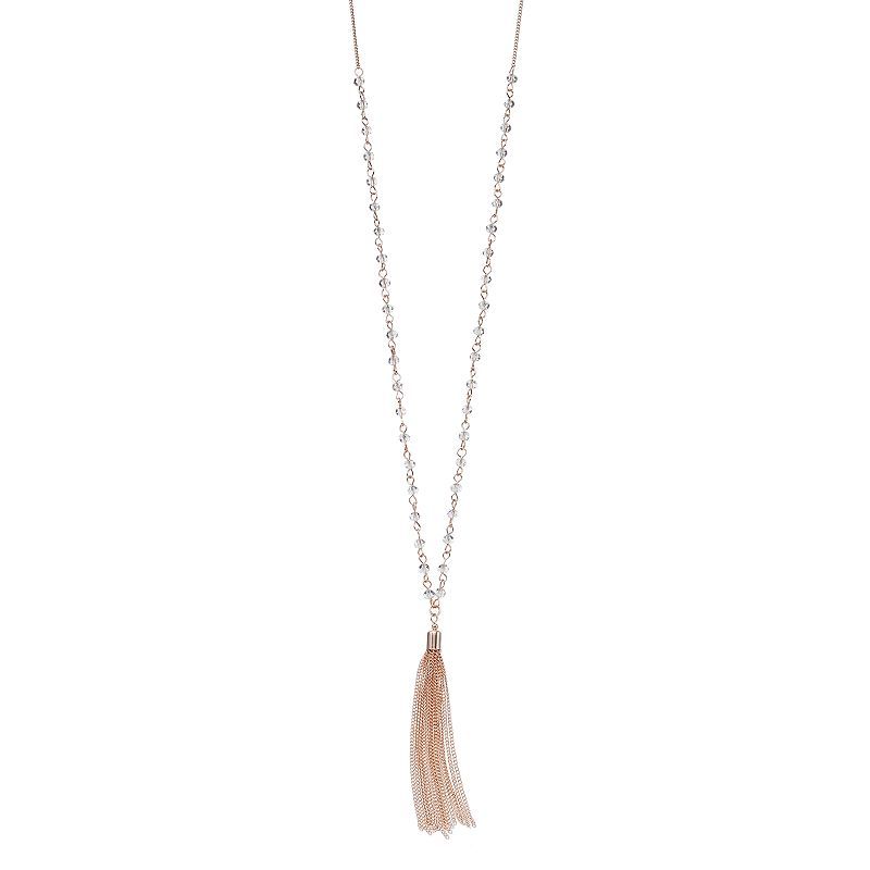 LC Lauren Conrad Long Beaded Link Tassel Necklace, Women's, Light Pink | Kohl's