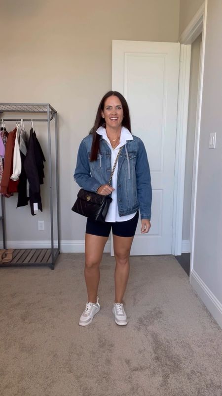 Casual looks with biking shorts 
Layers for fall for a warm fall day 
My shorts are 6 inch and TTS 
All layers are tts 


#LTKitbag #LTKstyletip #LTKSeasonal