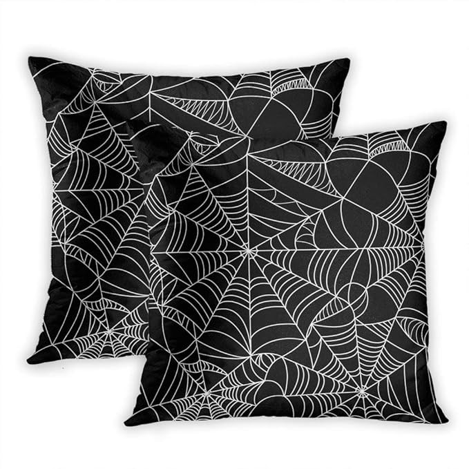 Suike Set of 2 Throw Pillow Covers Pattern Halloween Spider Black and White Spiderweb Polyester S... | Amazon (US)