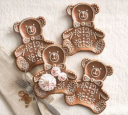 Gingerbread Teddy Bear Stoneware Appetizer Plates - Set of 4 | Pottery Barn (US)